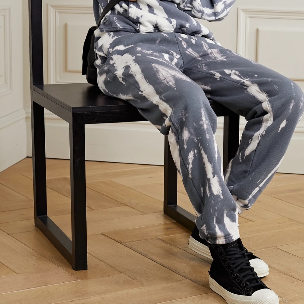 Les Tien Blue and White Tie Dye Sweatpants Small